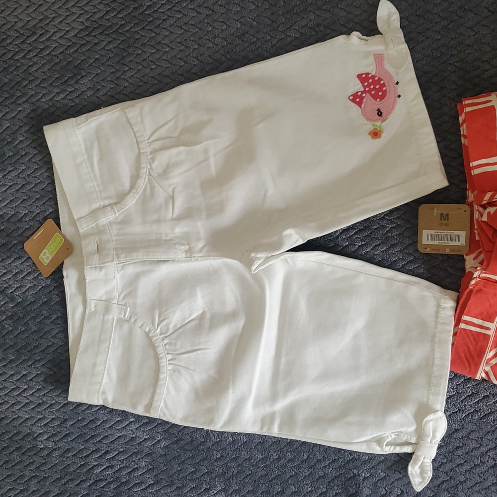Girls White Shorts and Red Skirt Set - Picture 2 of 5
